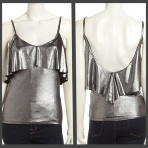 NWT Tart Ruffle Cami in Silver Liquid